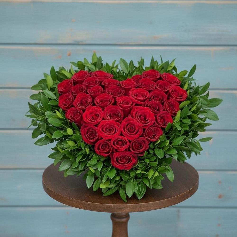 Цветочная композиция из Розы в виде сердца в Локоть