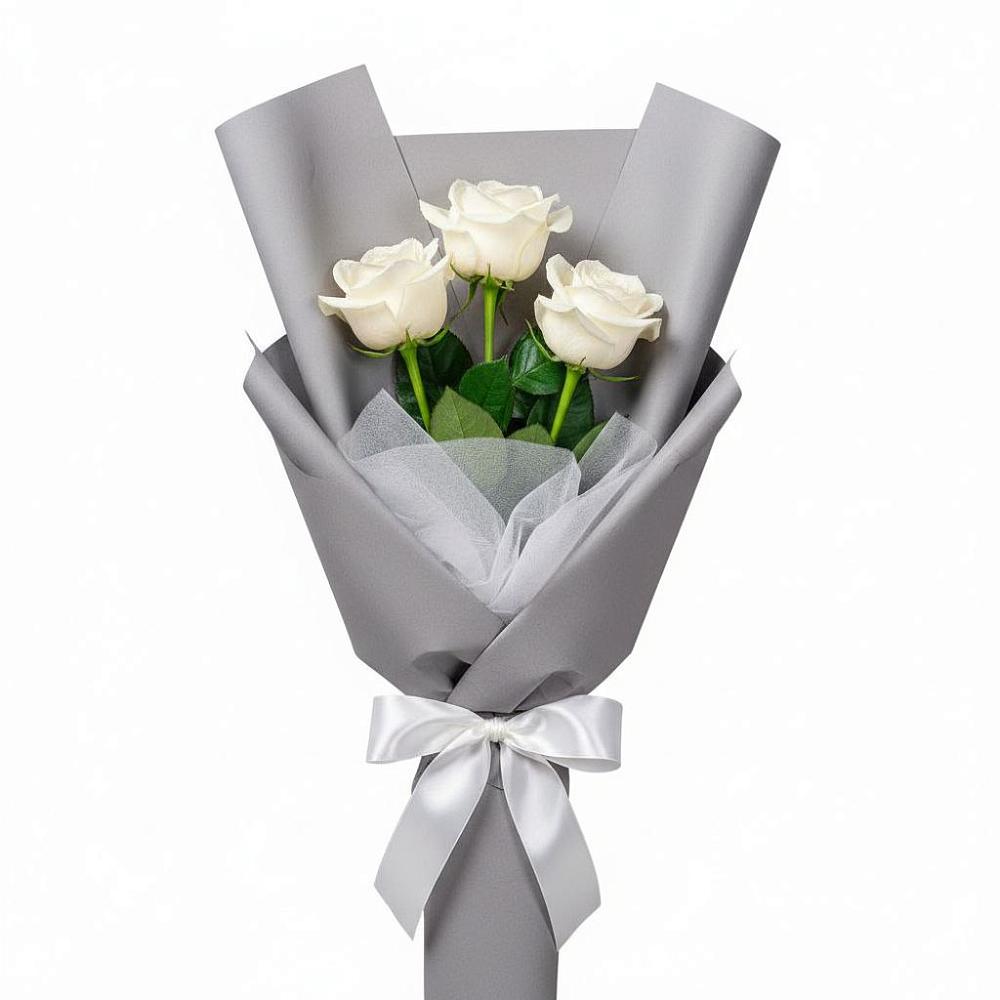 Букет 3 белые розы в Локоть