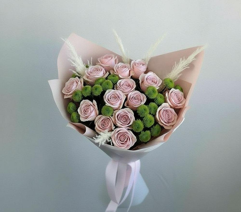 Букет цветов из: Розы и Хризантемы в Локоть