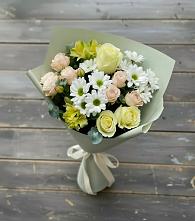 Букет цветов из:  Альстромерии, Розы и Хризантемы #REPLACE_PRED# Локоть